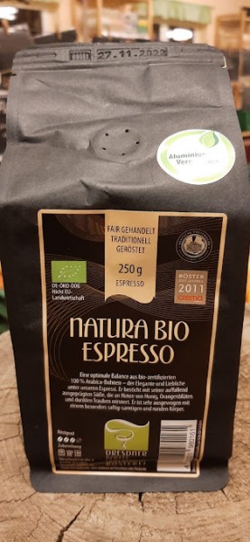 Natura Bio Espresso, ganze Bohnen